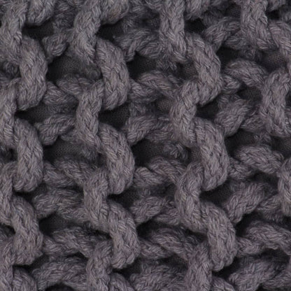 Pouf Lavorato a Maglia in Cotone 50x35 cm Grigio