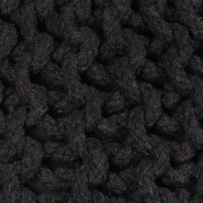 Pouf Lavorato a Maglia in Cotone 50x35 cm Nero