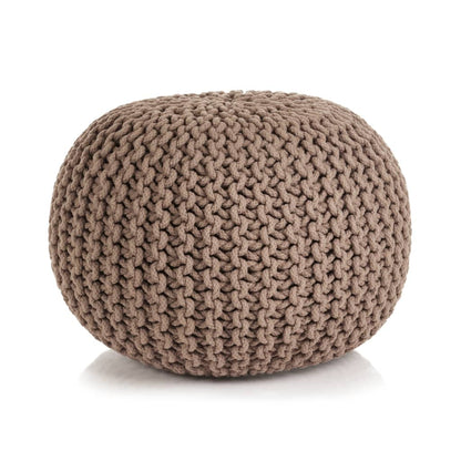 Pouf Lavorato a Maglia in Cotone 50x35 cm Marrone