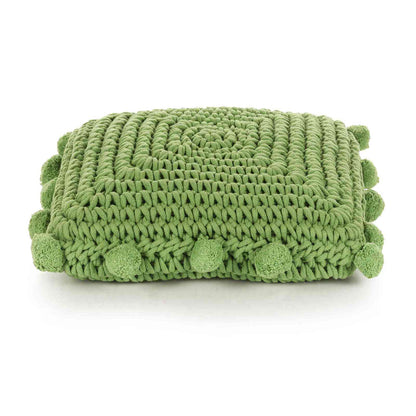 Cuscino da Lanciare Intreccio a cesto Verde 50 x 50 cm Cotone