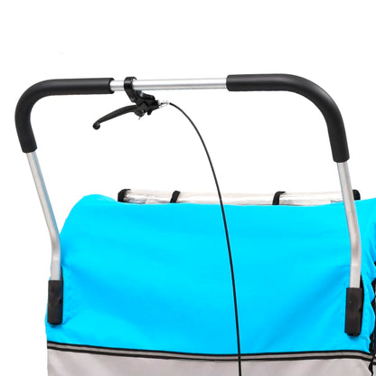 Rimorchio per Bici e Passeggino 2 in 1 Blu e Grigio