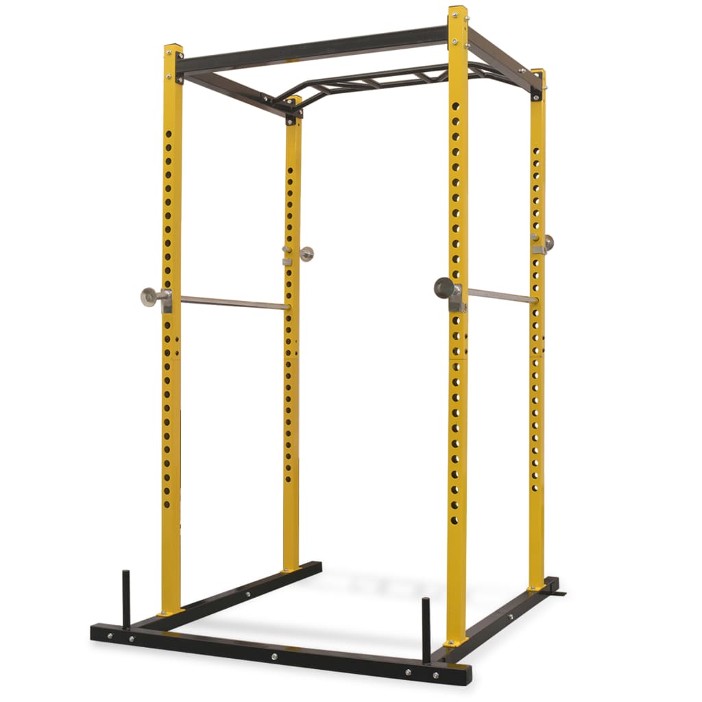 Gabbia di Allenamento per lo Squat 140x145x214 cm Giallo e Nero