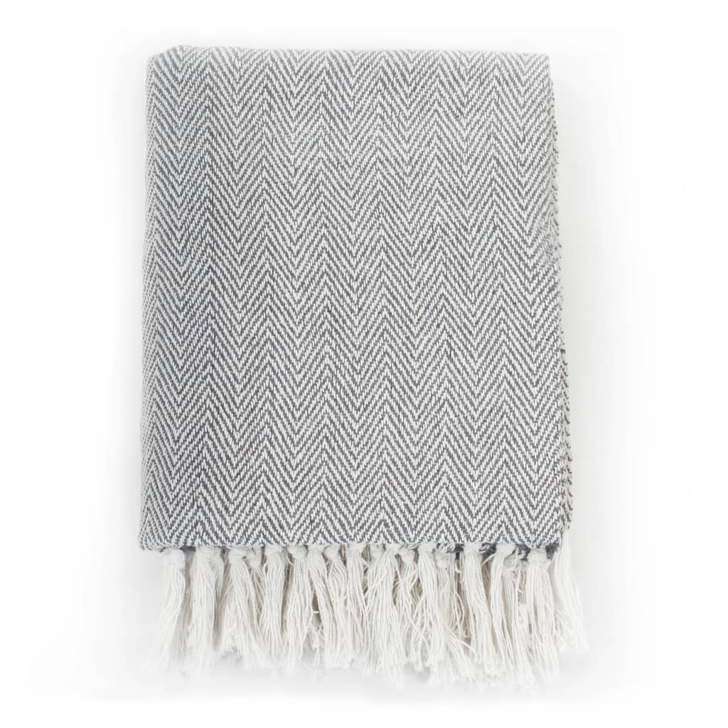 Copriletto in Cotone a Spina di Pesce 220x250 cm Grigio