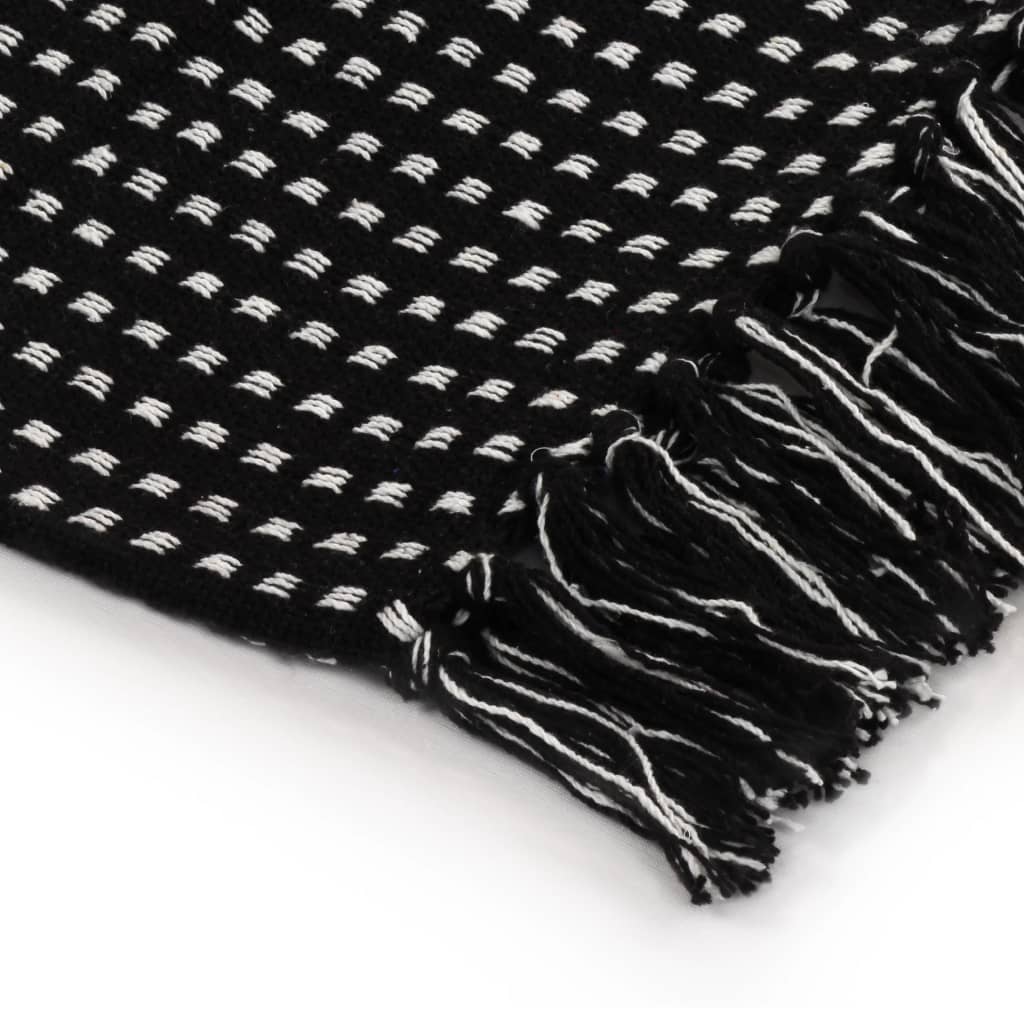 Copriletto in Cotone a Quadri 125x150 cm Nero