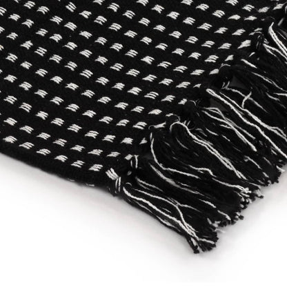 Copriletto in Cotone a Quadri 125x150 cm Nero