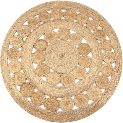 Tappeto in Juta con Design Intrecciato 120 cm Rotondo