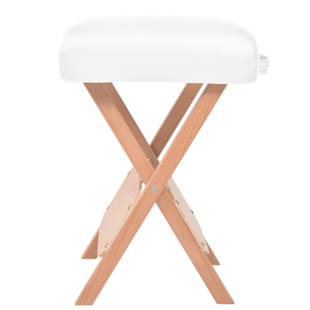 Sgabello da Massaggio Pieghevole Spessore Sedile 12 cm Bianco