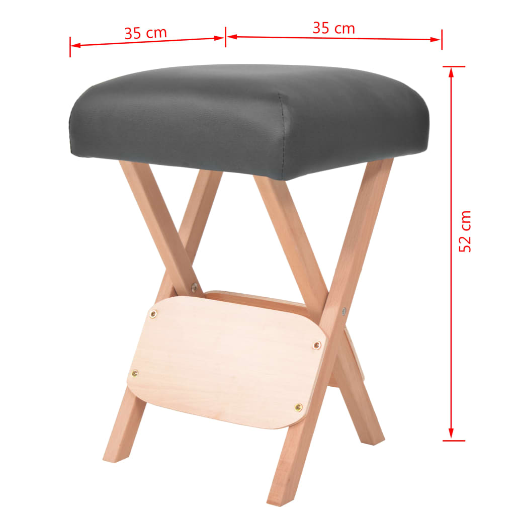 Sgabello da Massaggio Pieghevole Spessore Sedile 12 cm Nero