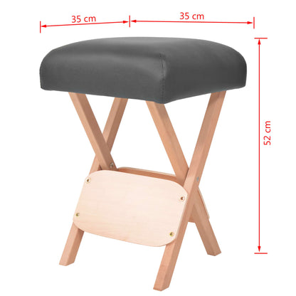 Sgabello da Massaggio Pieghevole Spessore Sedile 12 cm Nero