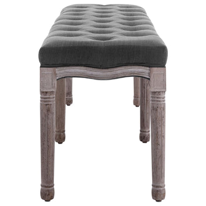 Panca in Lino e Legno Massello 150x40x48 cm Grigio Scuro