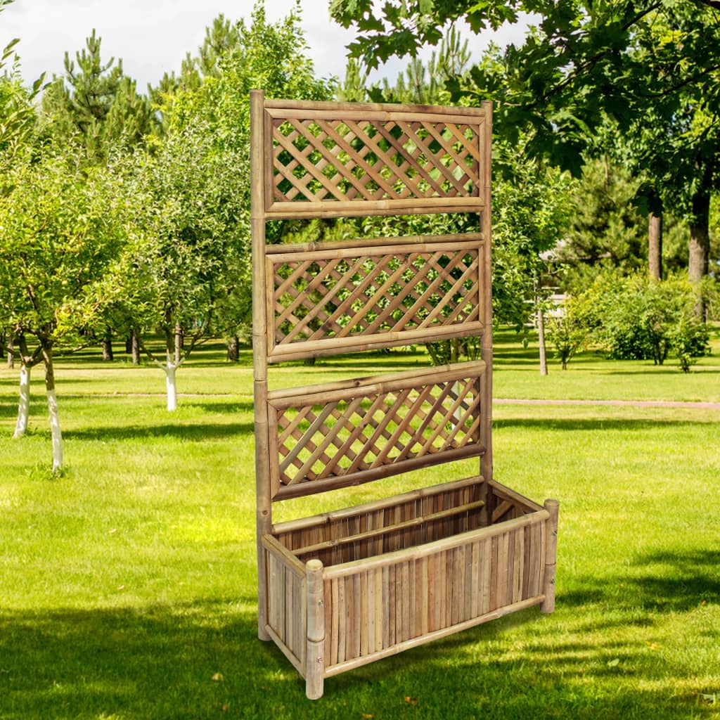 Letto Rialzato da Giardino con Graticcio in BambÃ¹ 70 cm