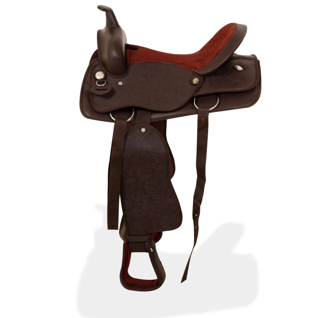 Sella Western Testiera e Pettorale in Vera Pelle 16" Marrone