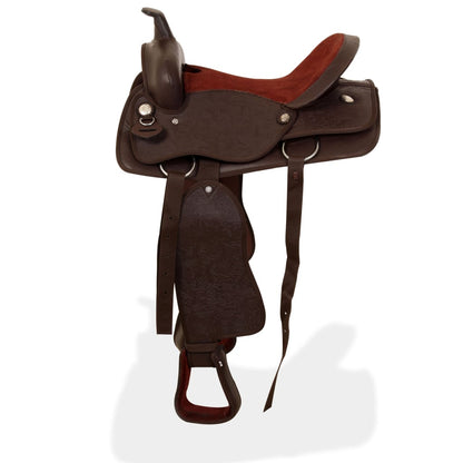 Sella Western Testiera e Pettorale in Vera Pelle 16" Marrone