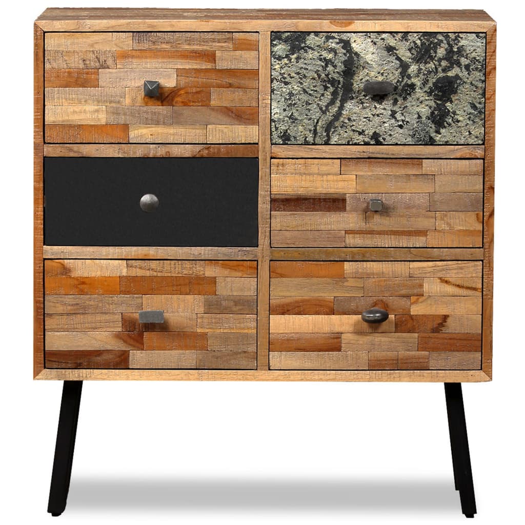 Mobile con 6 Cassetti in Teak Massello di Recupero 70x30x76 cm