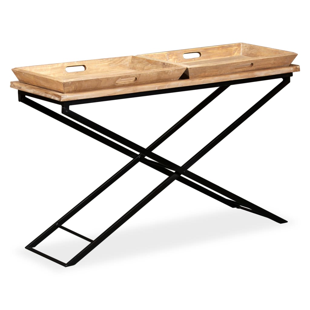 Tavolino Consolle in Legno Massello di Mango 130x40x80 cm