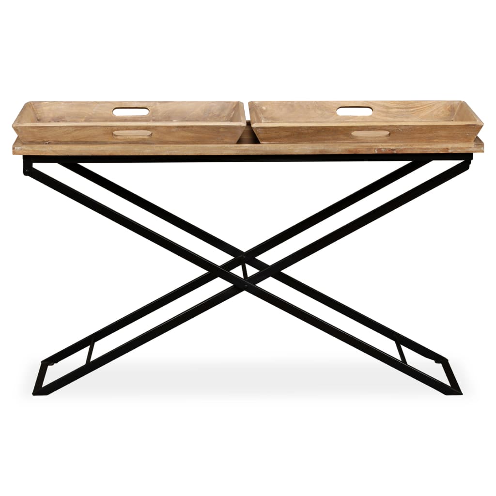 Tavolino Consolle in Legno Massello di Mango 130x40x80 cm