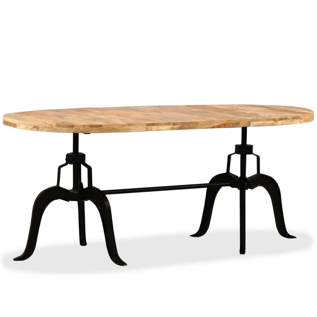 Tavolo da Pranzo in Legno Massello di Mango e Acciaio 180 cm
