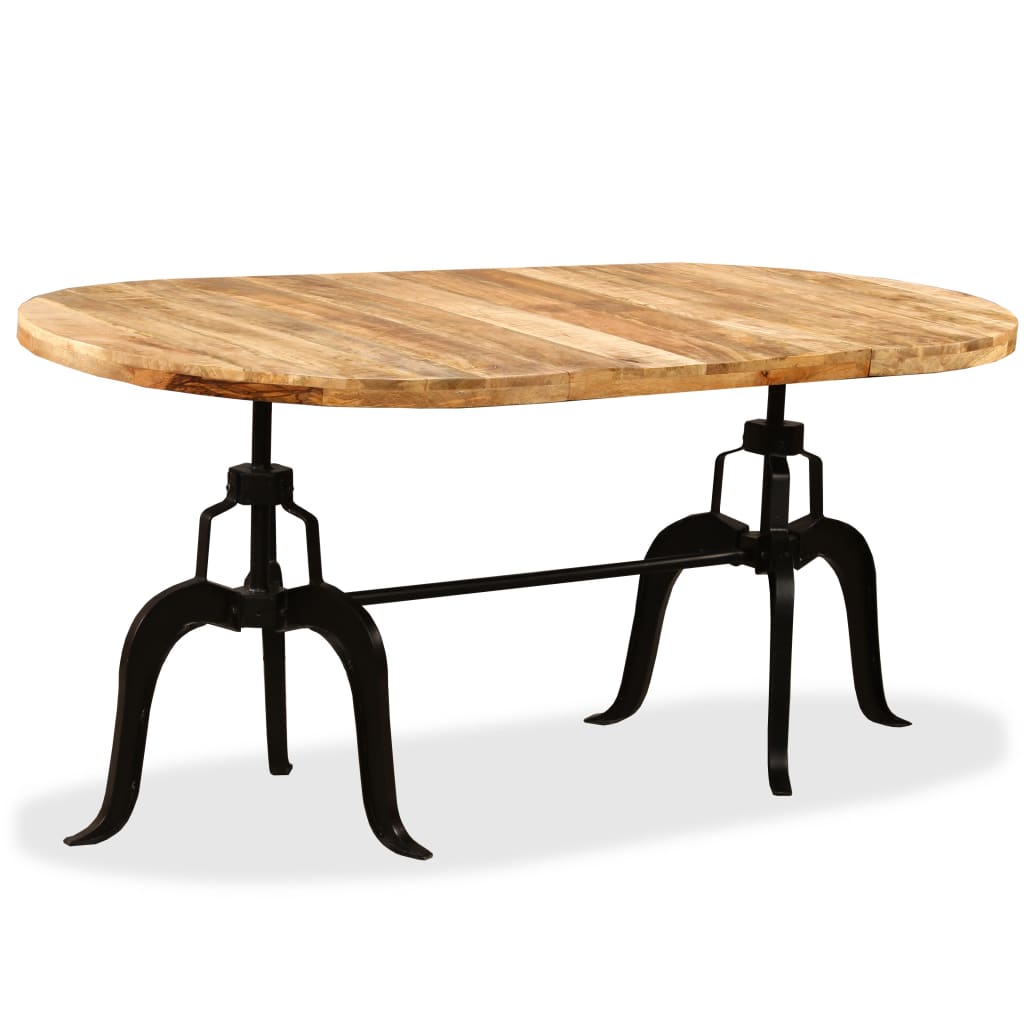 Tavolo da Pranzo in Legno Massello di Mango e Acciaio 180 cm