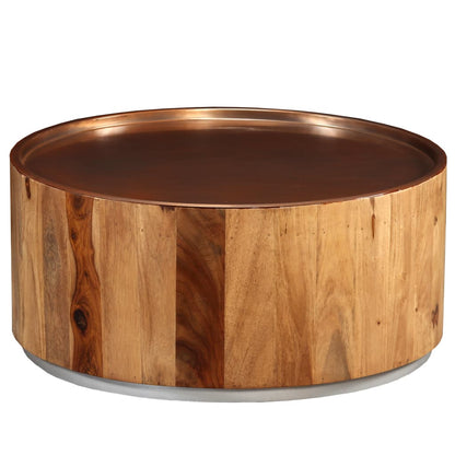 Tavolino da Caffè in Legno Massello di Sheesham e Acciaio 68 cm