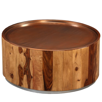 Tavolino da Caffè in Legno Massello di Sheesham e Acciaio 68 cm