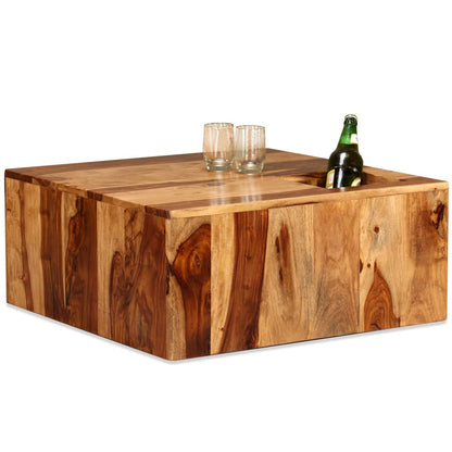 Tavolino da Salotto in Legno Massello di Sheesham 70x70x30 cm