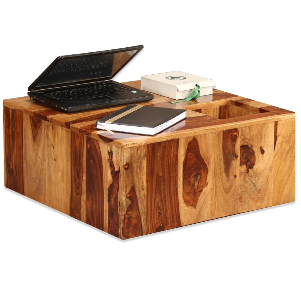 Tavolino da Salotto in Legno Massello di Sheesham 70x70x30 cm
