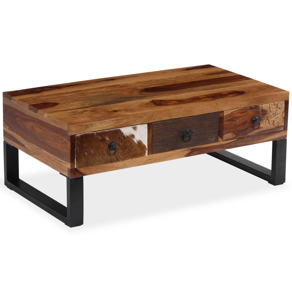 Tavolino da Salotto in Legno Massello di Sheesham 90x50x35 cm
