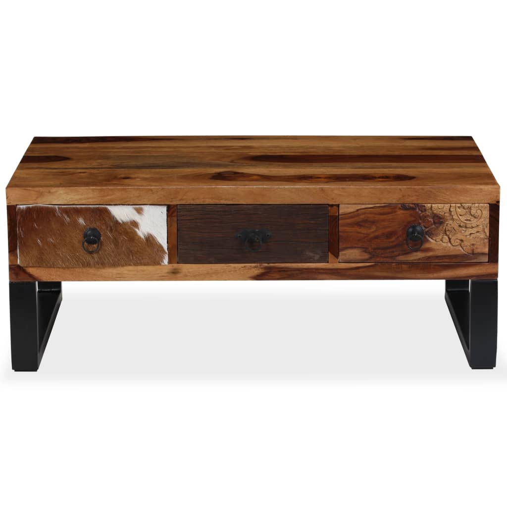Tavolino da Salotto in Legno Massello di Sheesham 90x50x35 cm