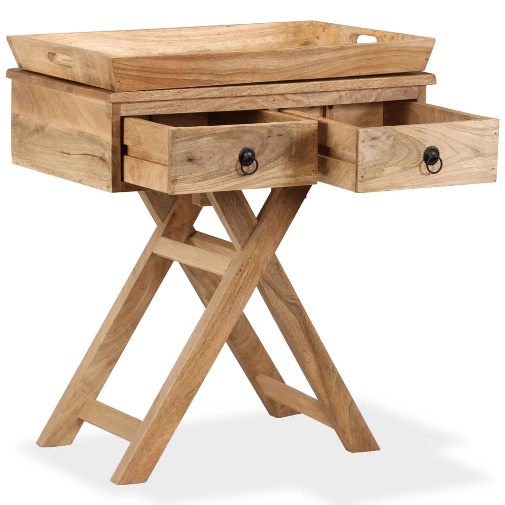 Tavolino da Salotto in Legno Massello di Mango 65x40x76 cm