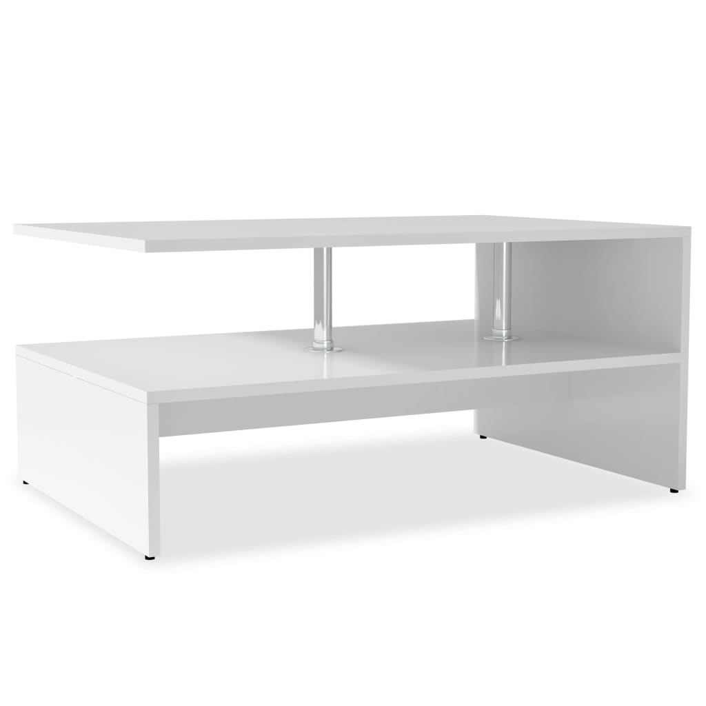 Tavolino da Salotto in Legno Multistrato 90x59x42 cm Bianco