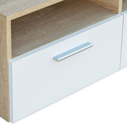 Mobile Porta TV in Legno Multistrato 95x35x36cm Rovere e Bianco