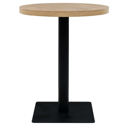 Tavolo Bistrot in MDF e Acciaio Rotondo 60x75 cm Colore Rovere