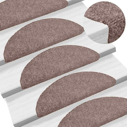 Tappetini per scale autoadesivi 15 pz 56x17x3 cm Marrone Chiaro Semicircolari