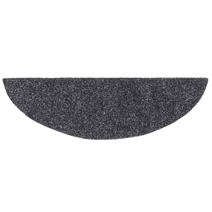 Tappetini per scale autoadesivi 15 pz 56x17x3 cm Grigio scuro semicircolari