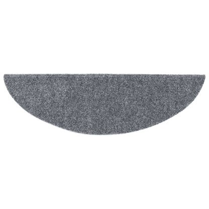 Tappetini per scale autoadesivi 15 pz 56x17x3 cm Grigio chiaro semicircolari