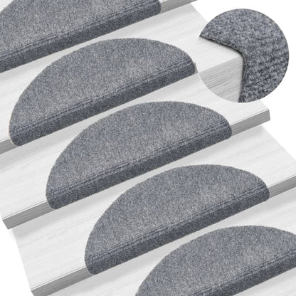 Tappetini per scale autoadesivi 15 pz 56x17x3 cm Grigio chiaro semicircolari