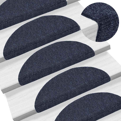 Tappetini per scale autoadesivi 15 pz 56x17x3 cm blu semicircolari