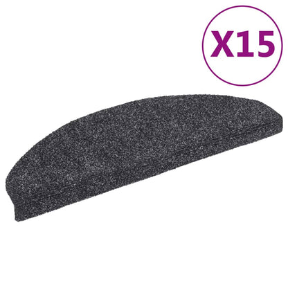 Tappetini per scale autoadesivi 15 pz 65x21x4 cm Grigio scuro Semicircolari Grandi
