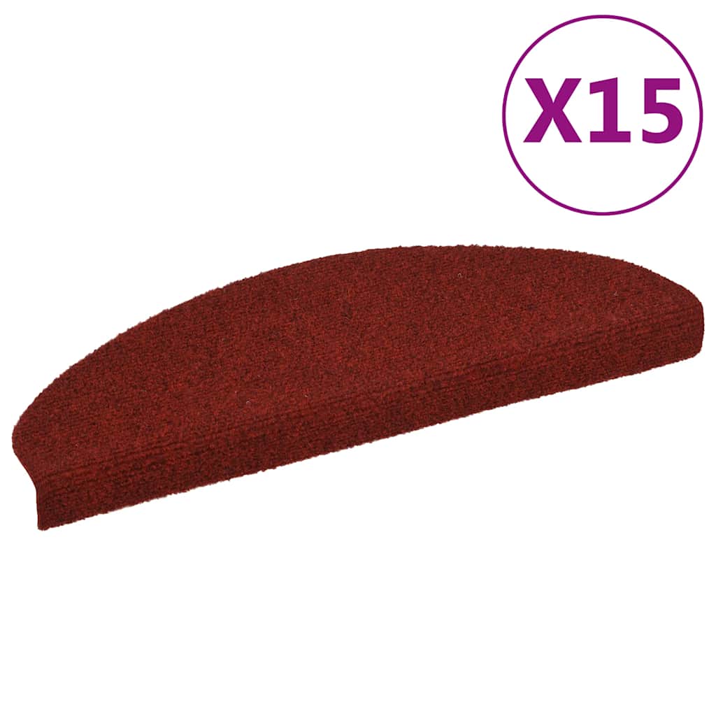 Tappetini Autoadesivi per Scale 15 pz 65x21x4 cm Rosso