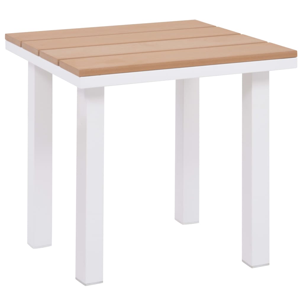 Lettini Prendisole 2 pz e Tavolo Alluminio WPC Bianco e Marrone