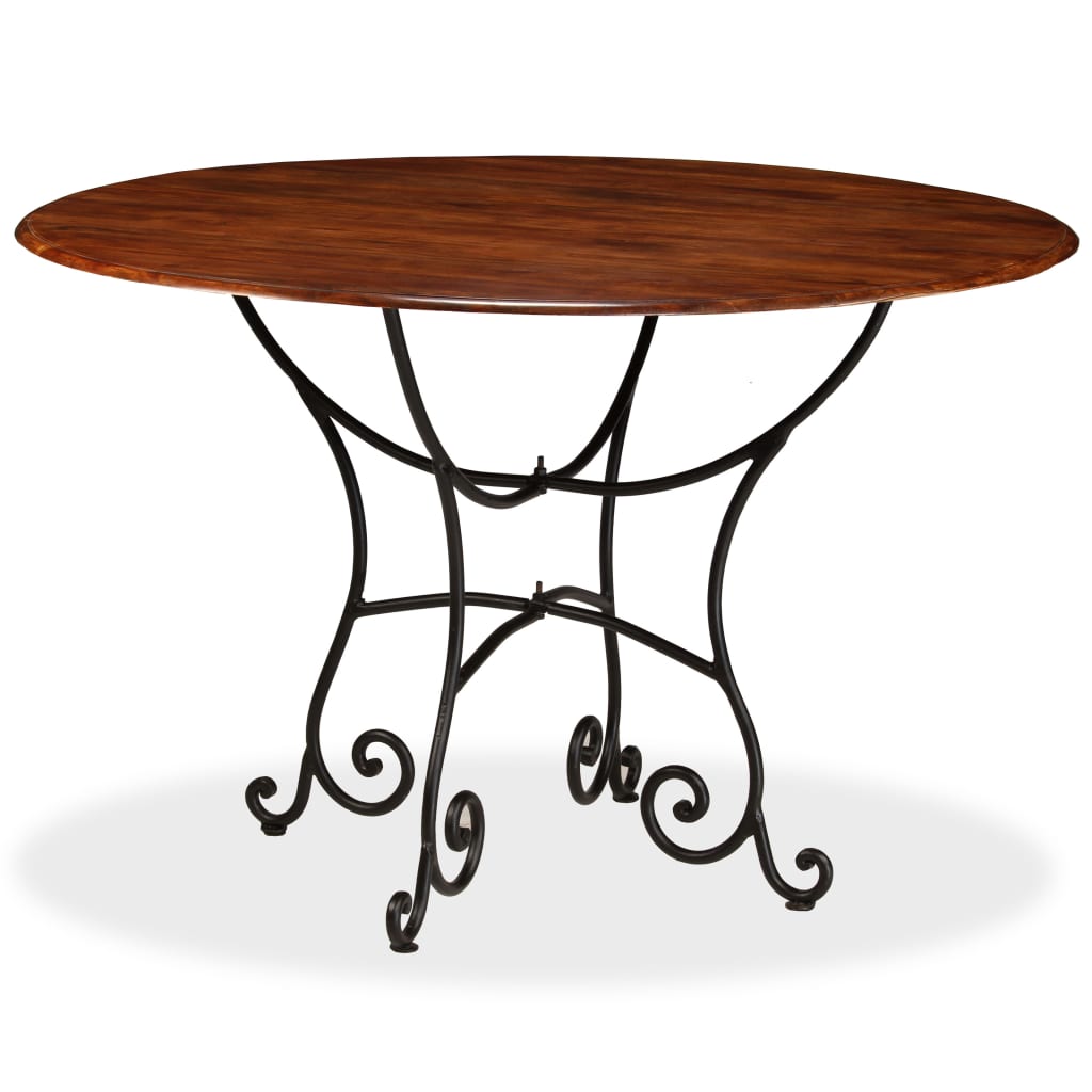 Tavolo da Pranzo in Legno di Acacia Finitura Ambra 120x76 cm