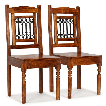 Sedie da Pranzo Classiche 2 pz in Legno Massello Finitura Ambra