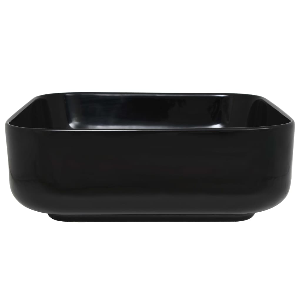 Lavandino Quadrato in Ceramica Nero 38x38x13,5 cm