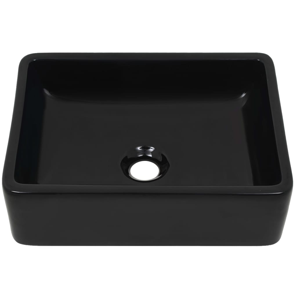 Lavandino Rettangolare in Ceramica Nero 41x30x12 cm