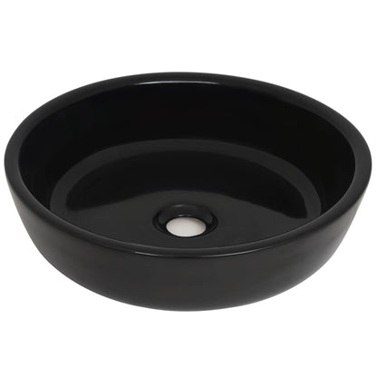 Lavandino Tondo in Ceramica Nero 42x12 cm