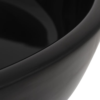 Lavandino Tondo in Ceramica Nero 42x12 cm
