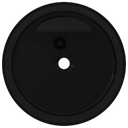 Lavandino Tondo in Ceramica Nero 40 x 15 cm