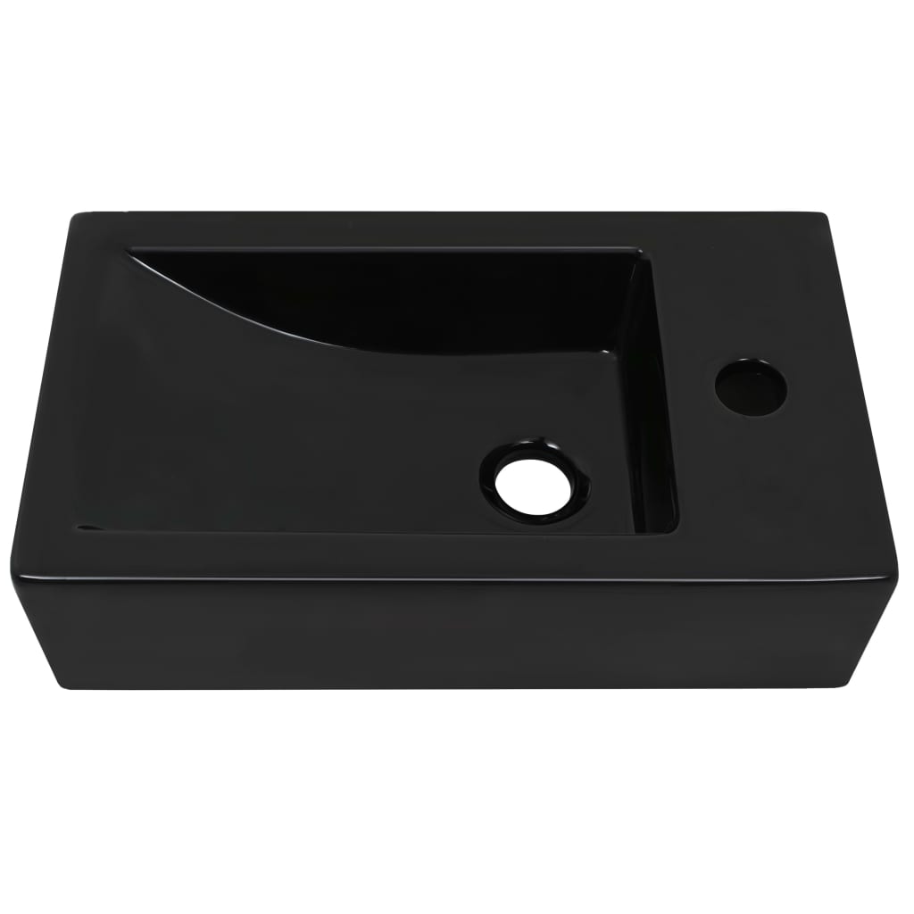 Lavandino con Foro Rubinetto Rettangolare Ceramica 46x25,5x12cm