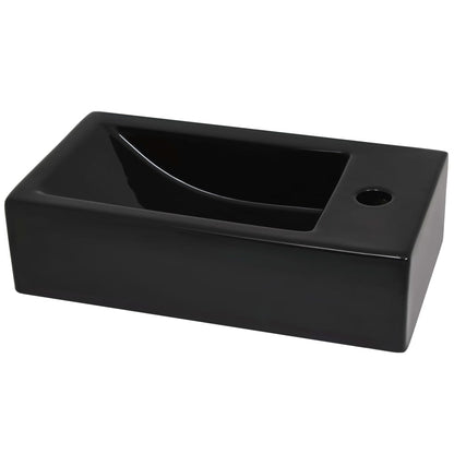 Lavandino con Foro Rubinetto Rettangolare Ceramica 46x25,5x12cm