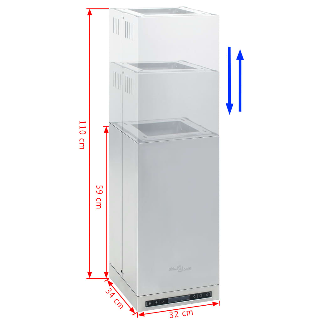 Cappa a Isola con Display LCD e Sensore Touch 756 mÂ³/h LED